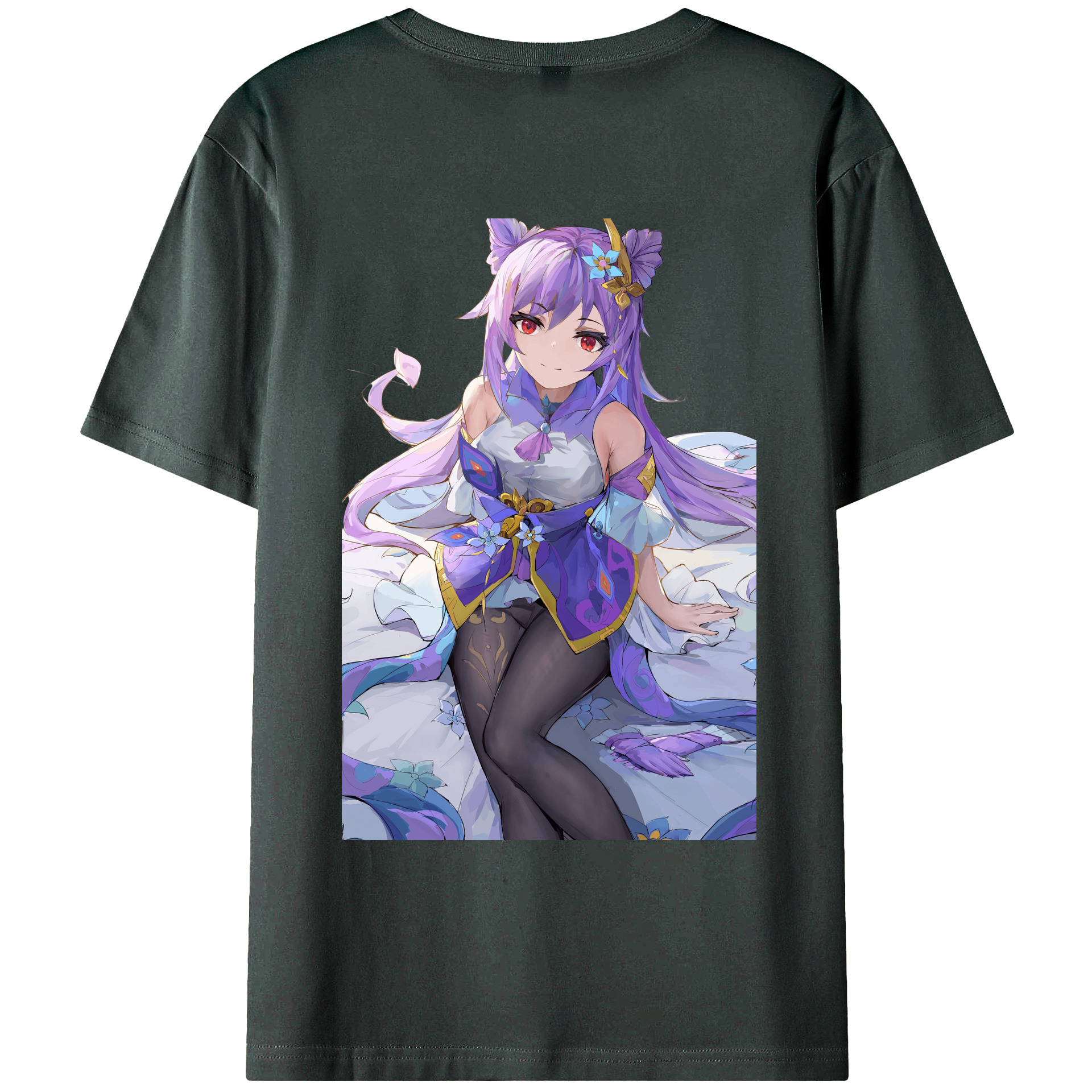 げんし神 刻晴 こくせい genshin Kokusei 綿100％ メンズ半袖Tシャツ（バックプリント） 通気性